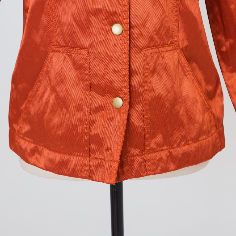 Metallic rust orange jacket wide collar light sheen statement jacket 8 Ruby Rd - Picture 8 of 13